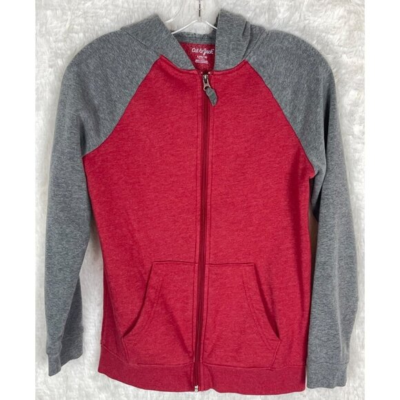 Cat & Jack Other - Cat & Jack Boys Large (12/14) Zip Up Hoodie Heather Red Heather Gray